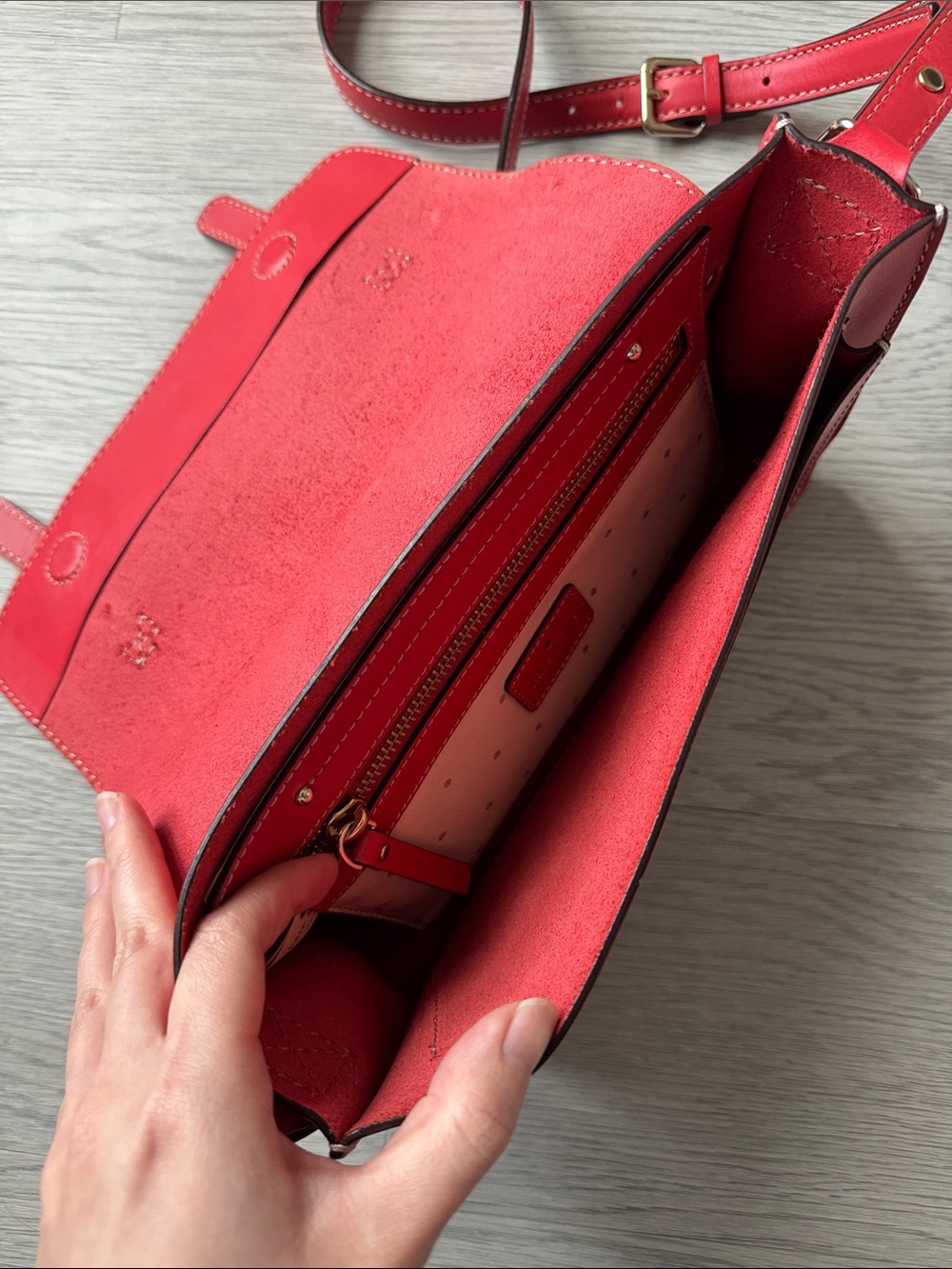 kate spade Red Leather Crossbody Bag with Buckle Straps - Picture 11 of 13